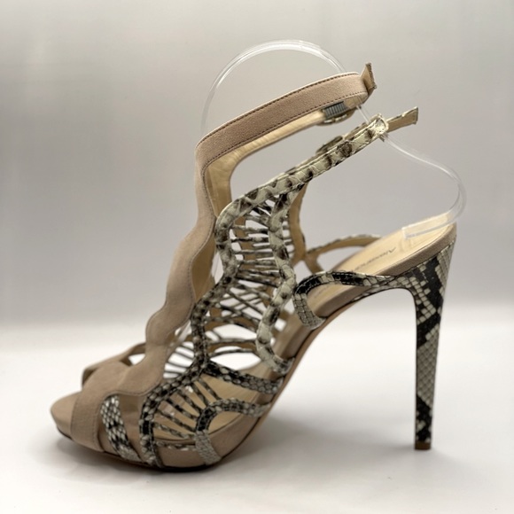 ALEXANDRE BIRMAN New! Snake Skin Python Salto Alto Sandals in Natural/Beige NIB - Picture 4 of 9